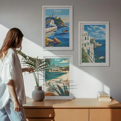 Wanddecoratieset schilderijen kustlandschappen