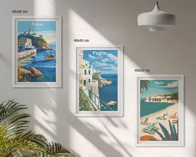 Wanddecoratieset schilderijen kustlandschappen