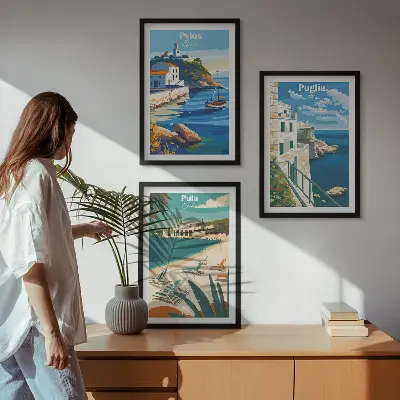 Wanddecoratieset schilderijen kustlandschappen