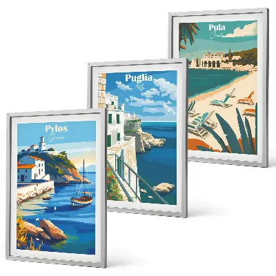 Wanddecoratieset schilderijen kustlandschappen
