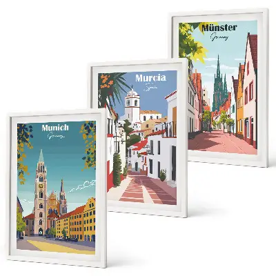 Fotowand Miasta Europy kolorowe rysunki
