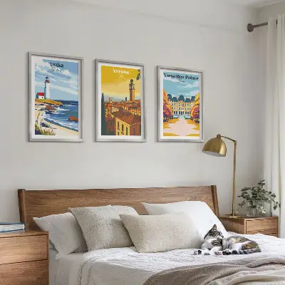 Wanddecoratie set schilderijen met uitzichten op kuststeden