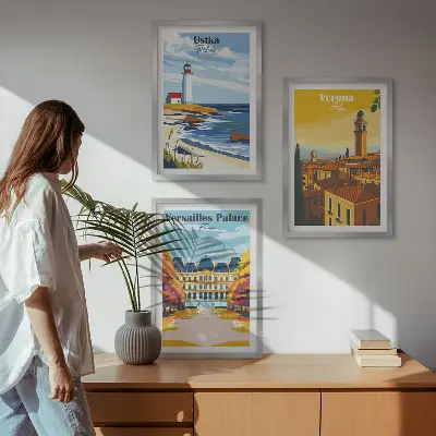 Wanddecoratie set schilderijen met uitzichten op kuststeden