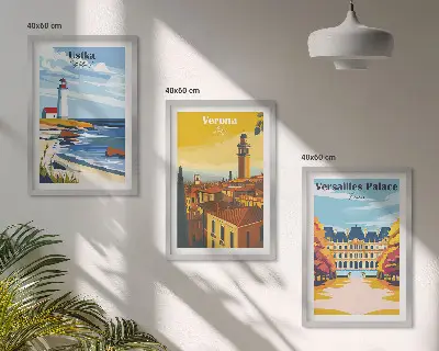 Wanddecoratie set schilderijen met uitzichten op kuststeden
