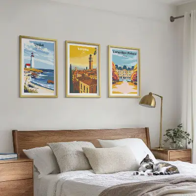Wanddecoratie set schilderijen met uitzichten op kuststeden