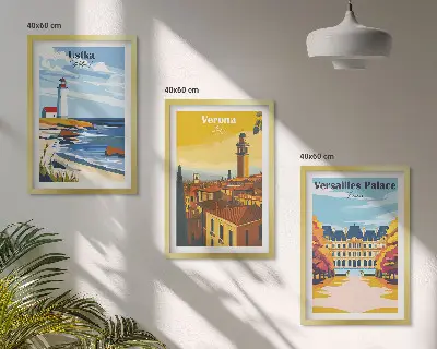 Wanddecoratie set schilderijen met uitzichten op kuststeden