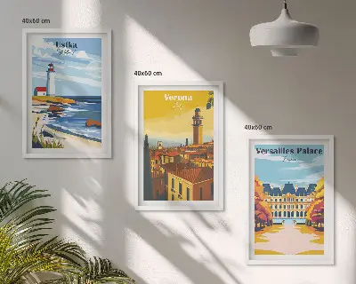Wanddecoratie set schilderijen met uitzichten op kuststeden