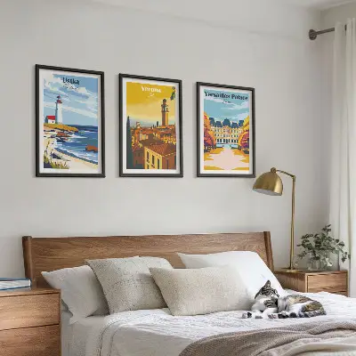 Wanddecoratie set schilderijen met uitzichten op kuststeden