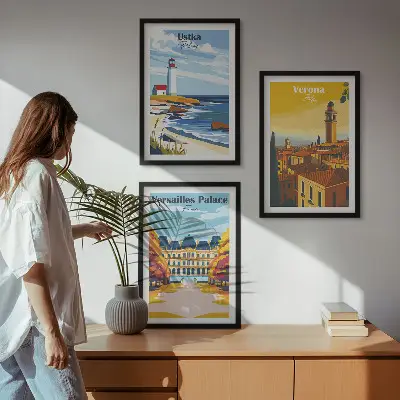 Wanddecoratie set schilderijen met uitzichten op kuststeden