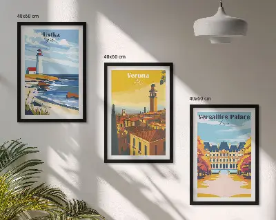 Wanddecoratie set schilderijen met uitzichten op kuststeden