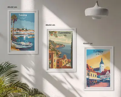 Fotowand met uitzicht op kuststeden