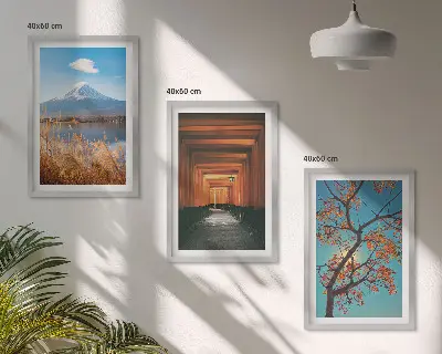Set wanddecoratie met schilderijen Japanse landschappen natuur