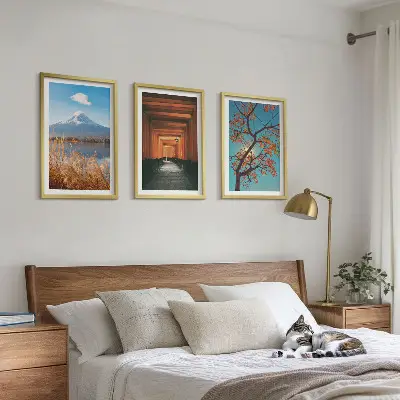 Set wanddecoratie met schilderijen Japanse landschappen natuur