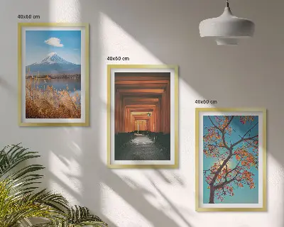 Set wanddecoratie met schilderijen Japanse landschappen natuur