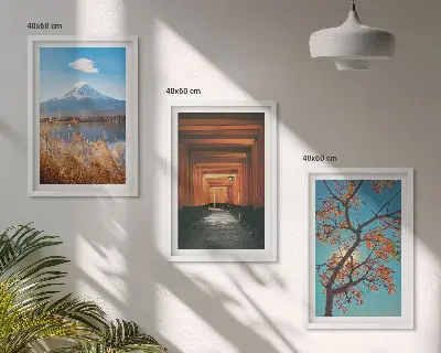 Set wanddecoratie met schilderijen Japanse landschappen natuur