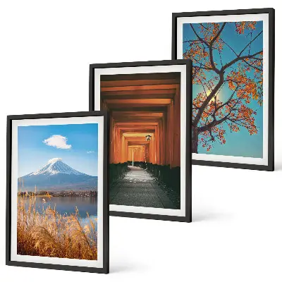 Set wanddecoratie met schilderijen Japanse landschappen natuur