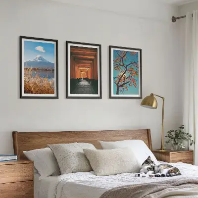 Set wanddecoratie met schilderijen Japanse landschappen natuur