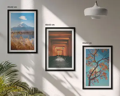 Set wanddecoratie met schilderijen Japanse landschappen natuur