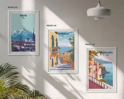 Fotowand met kleurrijke retro stadsgezichten