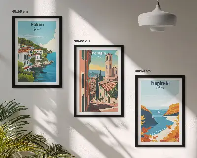 Wanddecoratieset schilderijen met schilderachtige retro landschappen