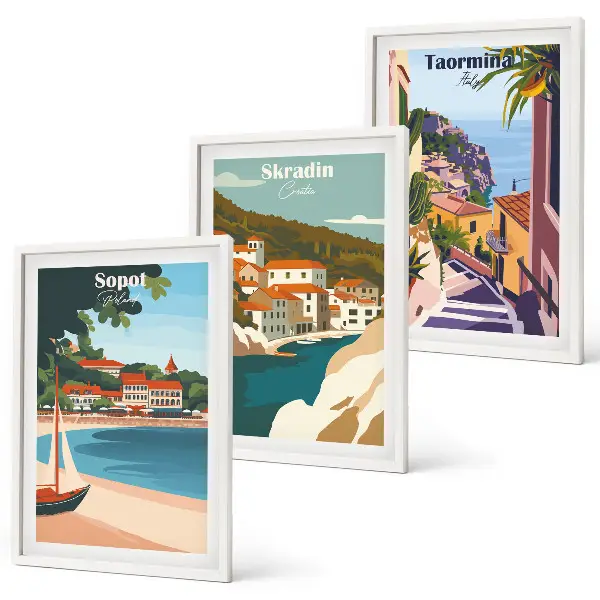 Fotowand illustraties van kuststeden