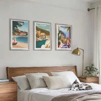 Fotowand illustraties van kuststeden