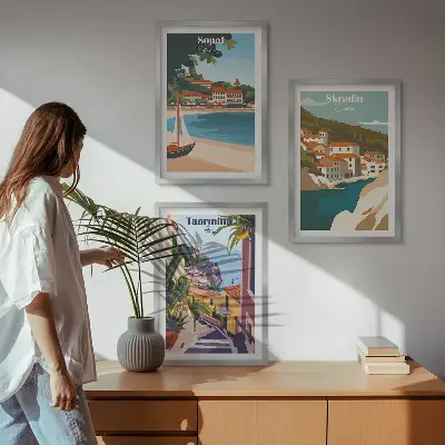Fotowand illustraties van kuststeden
