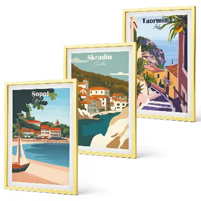 Fotowand illustraties van kuststeden
