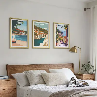 Fotowand illustraties van kuststeden