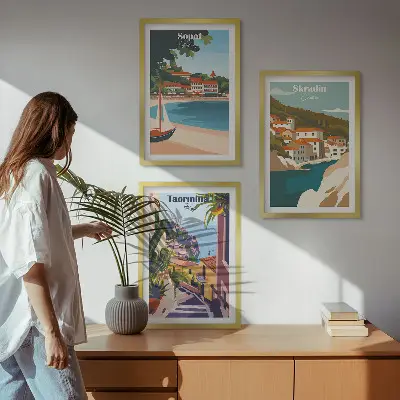 Fotowand illustraties van kuststeden