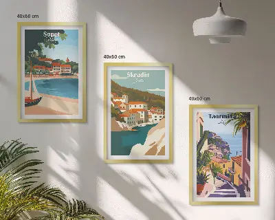 Fotowand illustraties van kuststeden