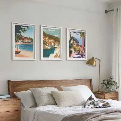 Fotowand illustraties van kuststeden