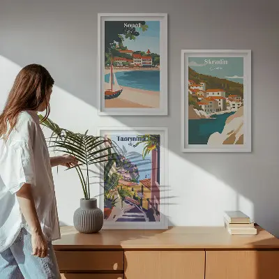 Fotowand illustraties van kuststeden