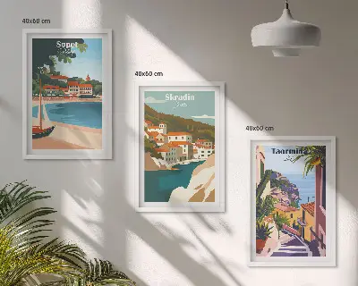 Fotowand illustraties van kuststeden