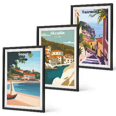 Fotowand illustraties van kuststeden