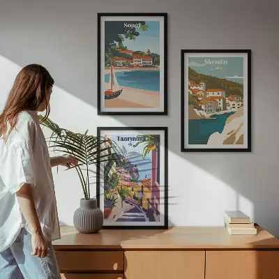 Fotowand illustraties van kuststeden