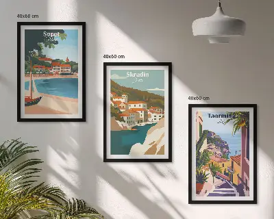 Fotowand illustraties van kuststeden