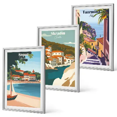 Fotowand illustraties van kuststeden