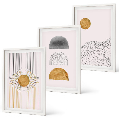Wanddecoratie set schilderijen Abstrakcyjne kształty beż szarość