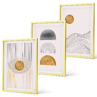 Wanddecoratie set schilderijen Abstrakcyjne kształty beż szarość