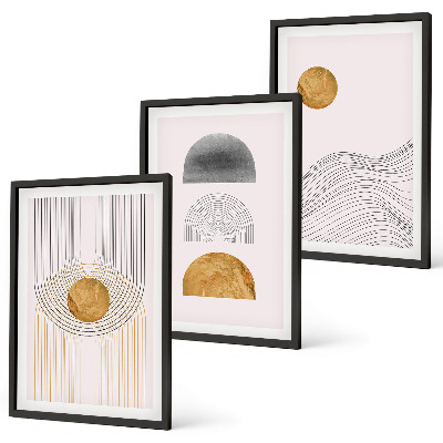 Wanddecoratie set schilderijen Abstrakcyjne kształty beż szarość