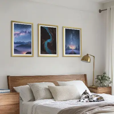 Fotowand met een winters landschap van een nachtelijke hemel boven de bergen