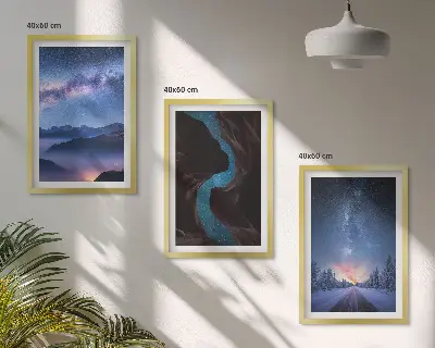 Fotowand met een winters landschap van een nachtelijke hemel boven de bergen