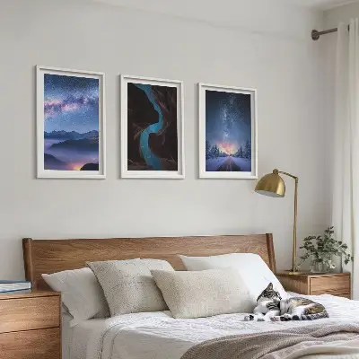 Fotowand met een winters landschap van een nachtelijke hemel boven de bergen