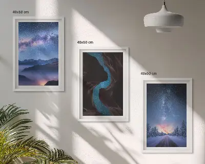 Fotowand met een winters landschap van een nachtelijke hemel boven de bergen