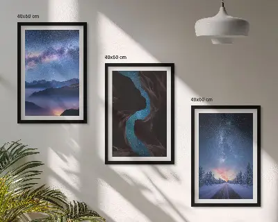 Fotowand met een winters landschap van een nachtelijke hemel boven de bergen
