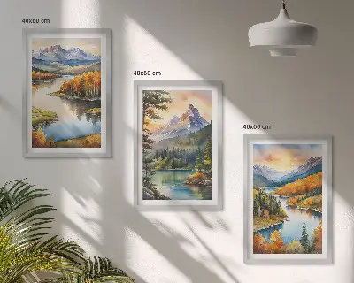 Wanddecoratieset schilderijen berglandschappen met een rivier