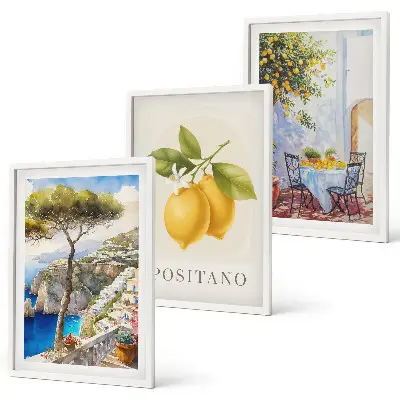 Wanddecoratie set schilderijen Widoki Positano z cytrynami