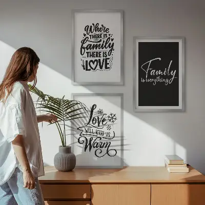 Wanddecoratie set schilderijen met de tekst familie liefde warmte thuis