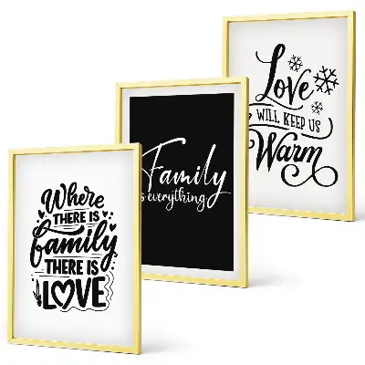 Wanddecoratie set schilderijen met de tekst familie liefde warmte thuis